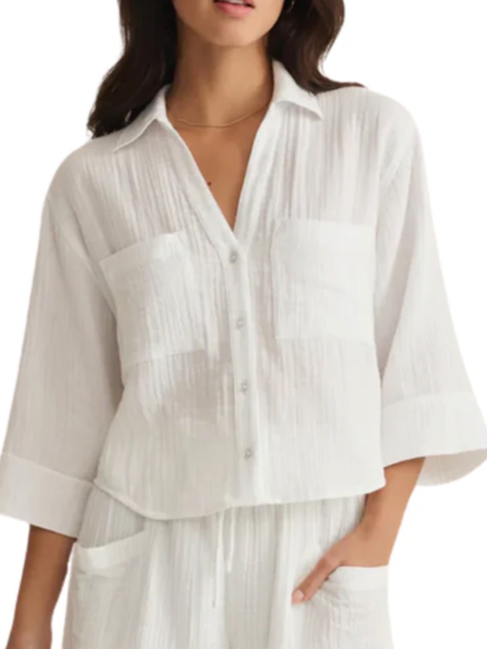 Z Supply Helena Gauze Cotton Shirt, White, NWT, Size Large